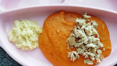 Papriková omáčka, kuřecí s kuskusem pro nejmenší