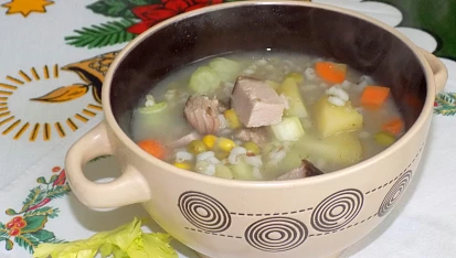 Kroupová polévka z Tyrolska
