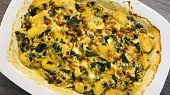 Gnocchi zapečené se špenátem a třemi druhy sýrů
