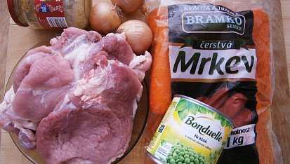 Vepřové roládky plněné mrkví a hráškem, Část použitých surovin