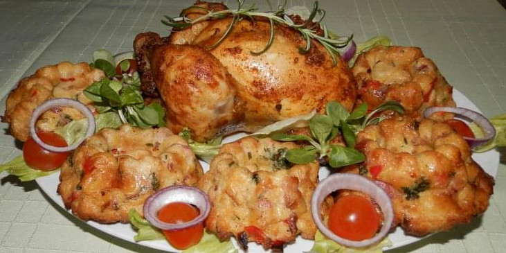 Máslové kuře pečené s nádivkou