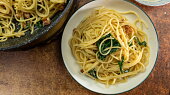 Špagety s medvědím česnekem na způsob carbonara