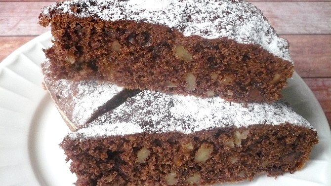 Brownies, Z poloviční dávky pečeno v menší remosce.