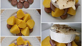Camembert s klobásou, bramborem a cibulí z mikrovlnné trouby