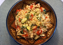 Zeleninová pánev se šafránovou rýží