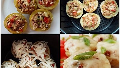 Brambory s náplní zapečené v horkovzdušné fritéze