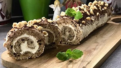 Kávová roláda s náplní à la cannoli
