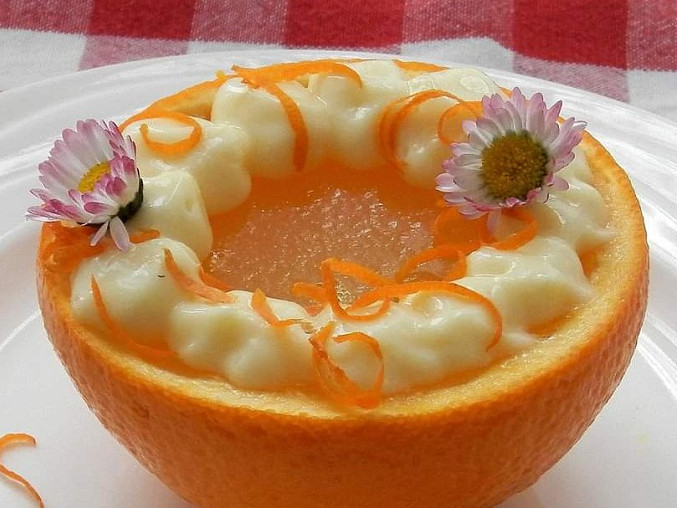 Pomerančové želé s pudinkem