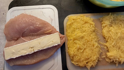 Kuřecí prsní řízky se sýrem v bramborovém těstíčku