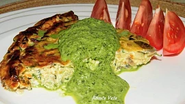 Vaječná tortilla se zeleninou s petrželkovým dipem