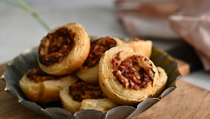 Pizza šneky z listového těsta