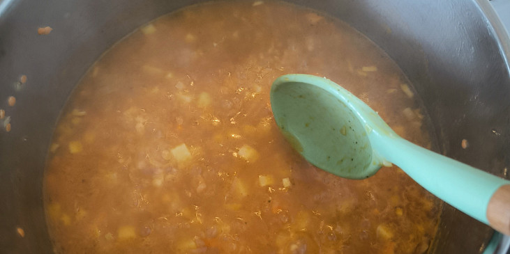 Zeleninová polévka s červenou čočkou