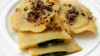 Domácí ravioly se špenátem a slaninou