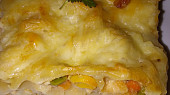Zapečené nepředvařené lasagně s kuřecím a sýrem