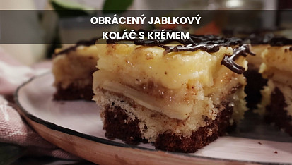 Obrácený jablkový koláč s krémem