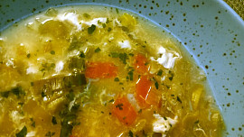 Pórková polévka s mrkví, fenyklem a vejcem