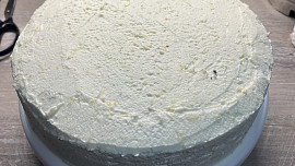 Borůvkový dort s kakaovým korpusem s citronovým krémem z mascarpone