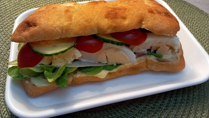 Schiacciata/skiačata sendvič, ještě jedna s vecem