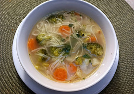 Zeleninová polévka s nudlemi ve vepřovém vývaru