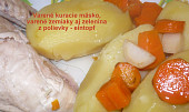 Eintopf - oběd z jednoho hrnce (Vařené kuřecí, brambory a zelenina z polévky - eintopfu)