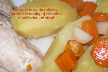 Vařené kuřecí, brambory a zelenina z polévky - eintopfu
