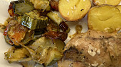 Králičí stehna sous-vide s pečenou zeleninou, Králičí stehna sous-vide s pečenou zeleninou