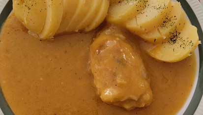 Kuře s   dýňovou omáčkou, hotovo