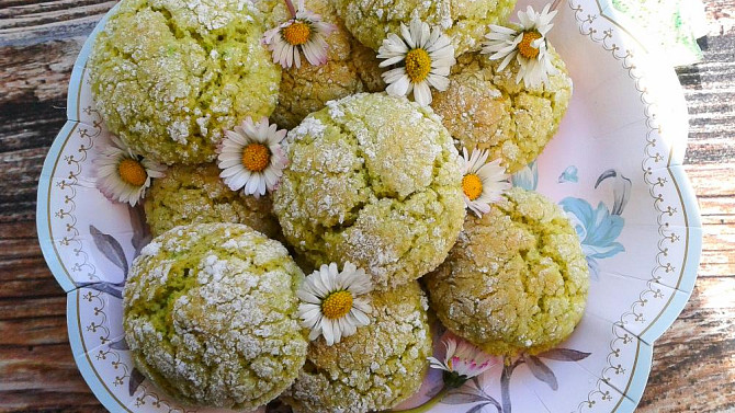 Matcha crinkles sušenky