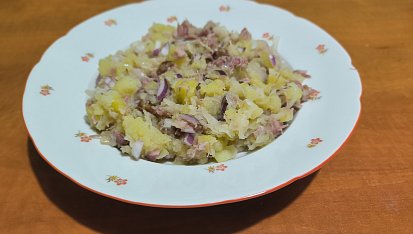 Šťouchanice z brambor, slaniny a kysaného zelí