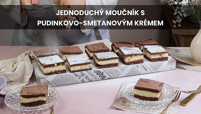 Jednoduchý moučník s pudinkovo-smetanovým krémem
