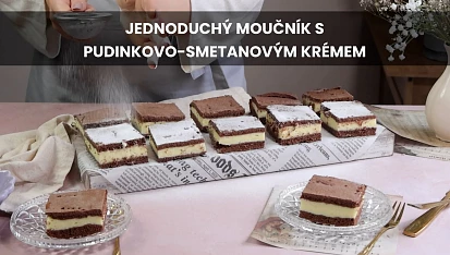 Jednoduchý moučník s pudinkovo-smetanovým krémem