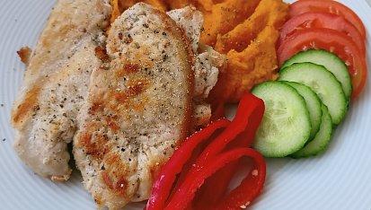 Pyré z pečené dýně a kuřecí prso (vhodné pro diabetiky typu 2)