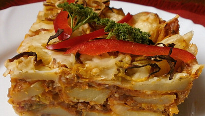 Bramborové lasagne s mletým masem