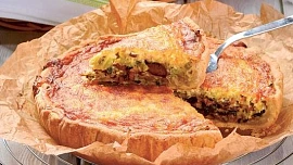 Pórkový quiche s houbami