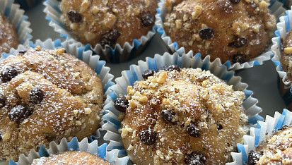 Banánové muffiny s ořechy a čokoládou