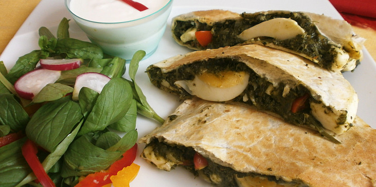 Tortilla plněná špenátem