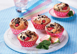 Jahodové muffiny s čokoládou