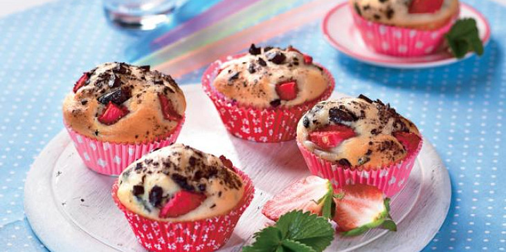 Jahodové muffiny s čokoládou