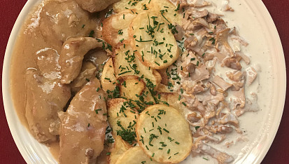 Krkovička s liškami, Vepřové + lišky + brambory