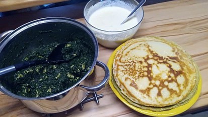 Zapečené palačinky se špenátem