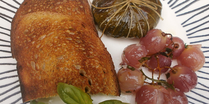 Mozzarella grilovaná ve vinném listu