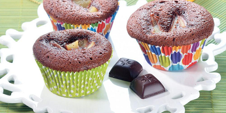Čokoládové muffiny s hruškami