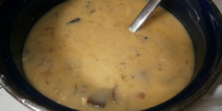 Bramborová polévka s houbami nakyselo