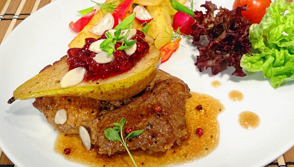 Vepřový steak s hruškou