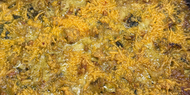 Zapečené gnocchi s kuřecím masem v sýrové omáčce se špenátem