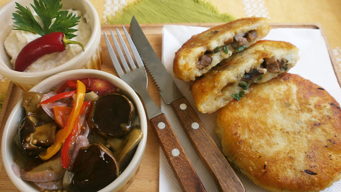 Škubánky plněné houbovou směsí