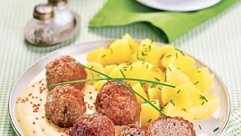 Masové kuličky s hořčičnou omáčkou