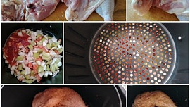 Kuřecí čtvrtky na zelenině z horkovzdušné fritézy