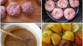 Mleté kuřecí kuličky s jablkem z horkovzdušné fritézy