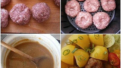 Kuřecí mleté kuličky s jablkem z horkovzdušné fritézy